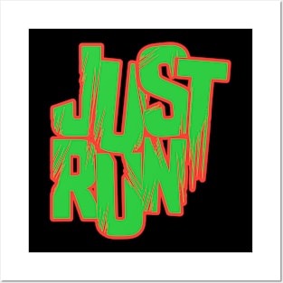 Just Run - Green and Orange Posters and Art